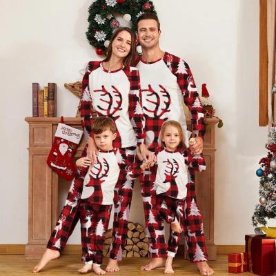 China QUICK DRY Baby Christmas Deer Elk Print Plaid Design Family Pajamas Baby Clothes Family Matching Outfits for sale