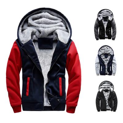 China Breathable Mens Cotton Casual Hooded Jacket For Men Winter Warm Oversized Hoodies Fleece Jacket Men Red for sale