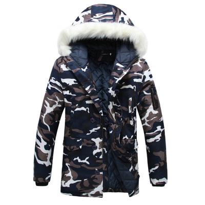 China Breathable Winter Printed Fur Hooded Parka Jacket Men Warm Winter Coat Men Padded Coat for sale