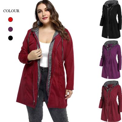 China Breathable L-6XL Women Coats Winter Cotton Coat Women Mid Length Zipper Two Piece Hood Plus Size Women Coats for sale