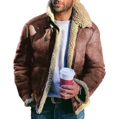 China Wholesale Breathable Artificial Leather Vintage Jacket For Men Warm And Large Jacket Winter Mens Thick Lapel Color Contrast Men's Fur Jackets for sale