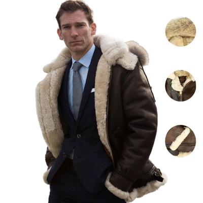 China Breathable Vintage Lamb Wool Plus Size Mens Jackets Leather Plus Velvet Thickening Mens Winter Leather Jacket for sale