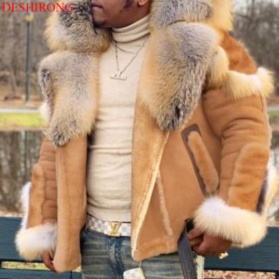 China Hot Sale Winter Vintage Fur Collar Fur Coat Men Breathable Jackets New Winter Artificial Fur Collar Men Fashion Coat Men for sale