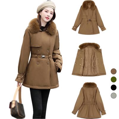 China 2021New Korean Women's Fur Collar Anti-wrinkle Faux Jackets Coats Fashion Waist Warm Coats For Women Long Loose Fur Coat Women for sale