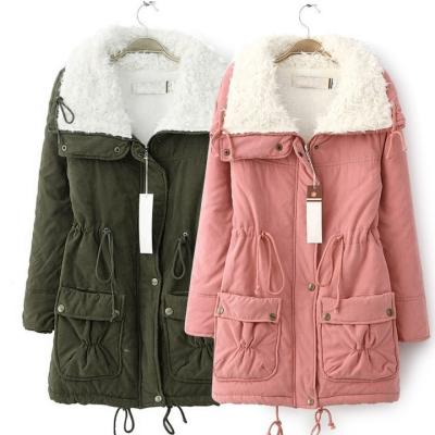 China High Quality Women's Winter Outerwear Reversible Cotton-padded Jacket Thin Jacket Middle Long Thick Waist Coat Wadded for sale