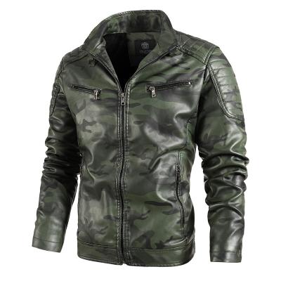 China 2021New Navy Leather Jacket Man Camouflage Leather Bomber Jacket Mens Zipper Leather Jacket Mens Motorcycle Viable for sale