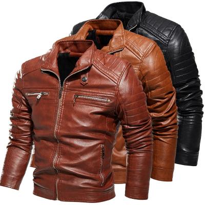 China New Men's Italy Breathable Leather Jacket Plus Velvet Mens Biker Leather Jacket PU Men's Jackets Leather for sale