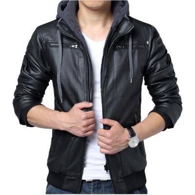 China Hooded Winter Breathable Men's Thin 100% PU Leather Jacket Plus Size Mens Leather Jacket Motorcycle Riding Jackets For Men for sale