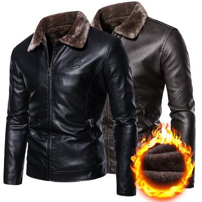 China New Reversible Thicken Jacket Leather Men's Fur Lapel Thicken Leather Jackets Men 2022 Plus Leather Coated Velvet Men's Jackets for sale