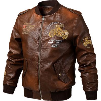 China Men's Baseball Leather Coat Pilot Jacket Factory Direct Sales Biker Men's PU Leather Jacket Breathable Leisure Men's Baseball Leather Coat for sale