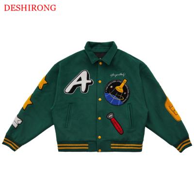 China 100% Cotton Embroidery Design Chenille Patch Wool Fleece Loose Vintage Loose Mens Letterman Varsity Jackets Breathable 100% for sale