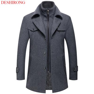 China Detachable Collar Winter Long Coat Sustainable Mens Woolen Coat Slim Fit for sale