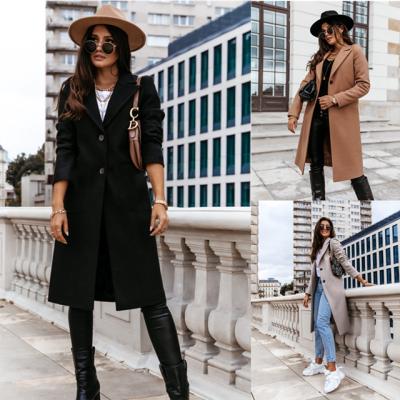 China Autumn And Winter Women's Trench Coat Breathable Long Solid Color Sheath Long Coat Female Suit Collar Women's Trench Coats for sale