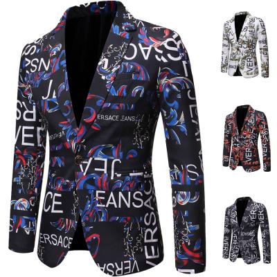 China 2021 New Men's Suits Fashion Breathable Letter Printing Men's Suit Causal Jacket Thin Suit For Men - Wholesale Price for sale