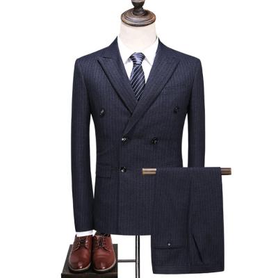 China Factory Wholesale Large Size Striped Men's Suits 2021 Men's Breathable Three-Piece Suit Business Casual Suits for sale