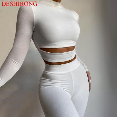 China News Autumn Women Yoga Clothes Solid Color Stand Collar Cutout Fitness Suit Women Tight Yoga Clothes Set QUICK DRY for sale