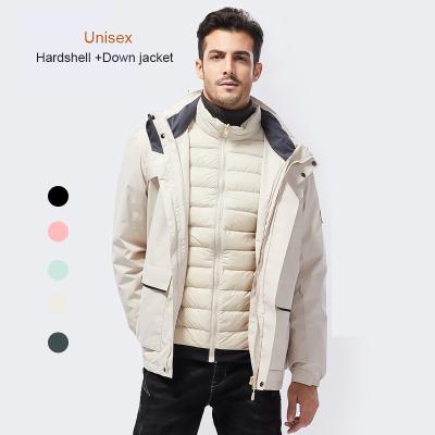 China 2021 New Trend 3-In-1 Hardshell Anorak Men's Breathable Stripper Coats Men's Jacket Winter Waterproof Down Jacket for sale