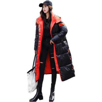 China Anti-wrinkle 2021 winters new long coat for women korean style stripper coat women long over the knee cotton gap coat women for sale