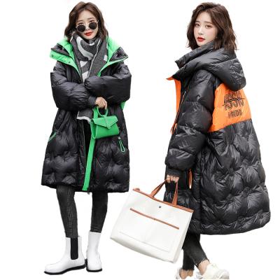 China Duck Down Womens Bubble Coat Winter High Quality Breathable Women's Long Mid Length White Windproof Jacket Women's Striper-Wholesale for sale