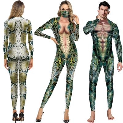 China 2021 New Winter Men's And Women's QUICK DRY Couple Suit Animal Jumpsuit 3D Digital Printing Leopard Jumpsuit for sale