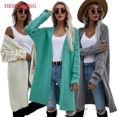 China Autumn And Winter High Quality Anti-wrinkle Cardigan Sweater Solid Color Women Sweater Fashion 2021 Long Knitted Sweaters for sale