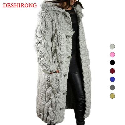 China 2021 New Anti-Wrinkle High Neck Sweater Loose Breasted Women's Single Sweater Cardigan Long Knitted Acrylic Plus Size Women's Sweaters for sale