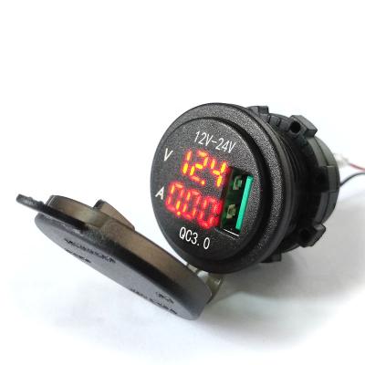 China China Manufacturer Convenient QC 3.0 Quick Charger With Digital Voltmeter And Ammeter For Car Boat Motorcycle for sale