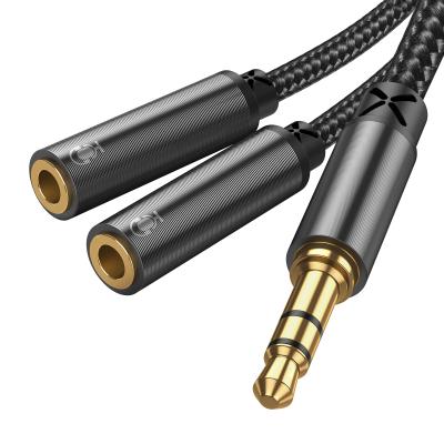 China Car Joyroom Earphone Cable 3.5mm Male To 2 2 Female In 1 Splitter 0.2M Cable Support Audio Voice Call for sale