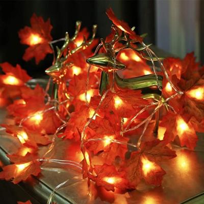 China Christmas Decoration Ramadan Lamp LED Metal Leaves Christmas Maple Leaf Series Lamp Wedding Decoration Curtain Lamp USB Battery Powered EID Wall Seri for sale