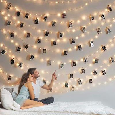 China Copper Wire+LED+plastic Photo Clip String Light - 100LED Fairy Lights With Clips For Pictures, 33Ft Photo Lights With 50 Clear Clips for sale