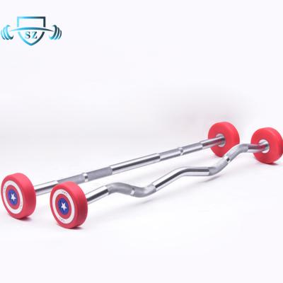 China Universal High Quality PU/Rubber Coated Wholesale Premium Straight Bar/Fixed Curved Barbell For Weightlifting for sale