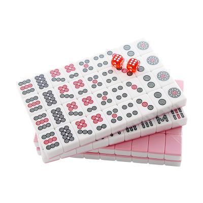 China Pink 26MM Mini 144 Mahjong Tiles Set Chinese Traditional Mahjong Set 4. Color: white/green/pink or custom made for sale