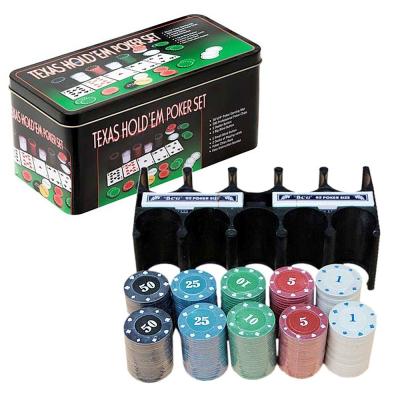 China 500 Game Clay Poker Chip Set Carrying Case Casino Playing Game With Gift Chips Box for sale