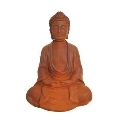 China Europe factory direct sale high quality rust color cast iron Buddha statue sitting for home and garden decoration for sale