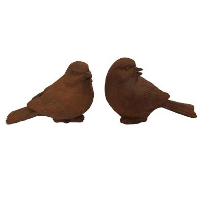 China Hot Selling Europe Cast Iron Statue Rusty Bird Animal Sparrow for Garden and Home Art Decoration Cast Animal for sale