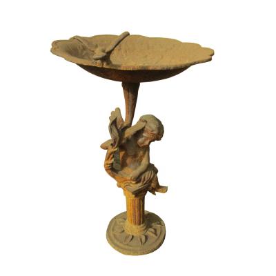 China Promotional High Quality Traditional Factory Fontein Vogelbad Cast Iron Angle Bird Feeder Fountain Bird Bath For Garden Bird for sale