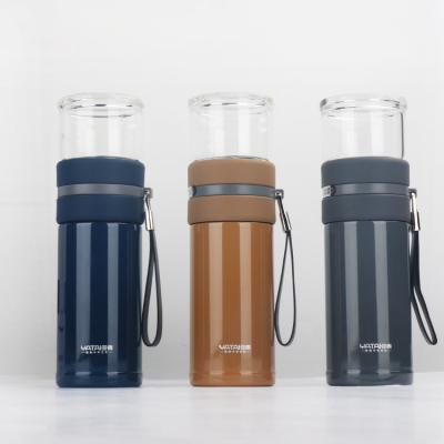 China Viable double wall inside 304 outside 201 tea bottle and water separation tea bottle with tea Infuser for sale