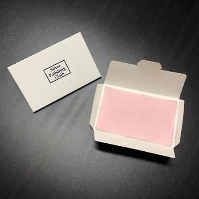 China Custom Paper Wrap Microfiber Jewelry 925 Sterling Silver Gold Cleaning Polishing Pink Cloth Viable With Paper Wrap for sale