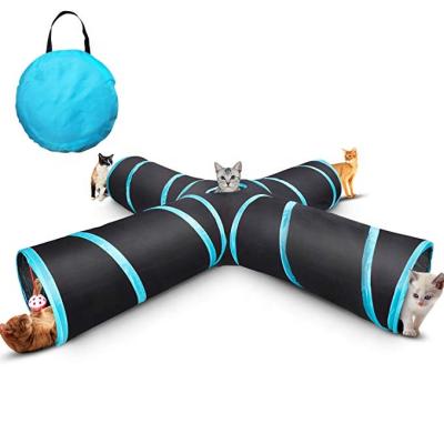 China Viable Folding Custom Toy Cat Play Toy Funny Cat Tunnel 4 Ways Cat Toy for sale