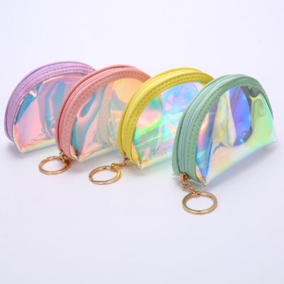 China New fashion portable transparent PVC laser coin purse, wholesale portable shell card bag for girls and ladies for sale