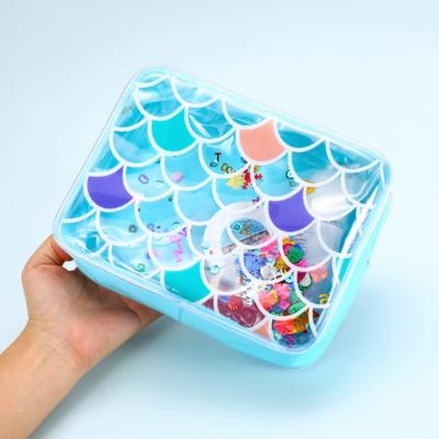 China Hot Selling Fashion PVC Eco-friendly Mermaid Travel Magic Makeup Pouch Bags Transparent Makeup Bag for sale