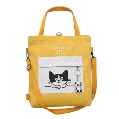 China Fashion Cartoon Wholesale Custom Canvas Female Handbag Large Capacity Tote Bag Ladies Shopping Bag For Student for sale