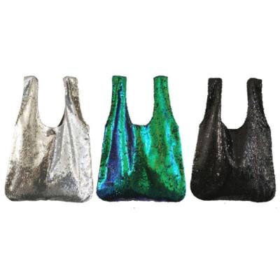 China New design eco-friendly polyester sequin tote bag, wholesale fashion shopping bag for sale