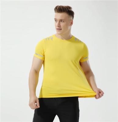 China Anti-Wrinkle Ice Leisure Sports T-shirt Fitness Shorts Silk Nylon Elastic High Sleeve Running Half Sleeve T-shirts Mens Gym Sports Tops Male for sale