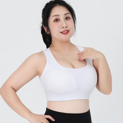 China Breathable Mesh Big Full Cup Female Sports Bra Girls Oversized Sexy Yoga Bra High Elastic Push Up Gym Bra For Fat Women for sale