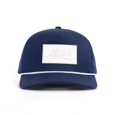 China White 5 Panel Baseball Cap Snapback Hat Custom Sale Baseball Private Label Baseball Cap Blue With Rubber Patch for sale