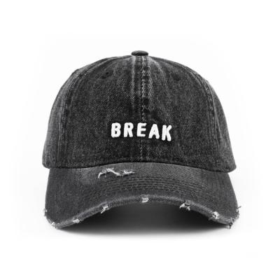 China Wholesale JOINT Acid Wash Dad Hat Denim Plain Distressed Custom Embroidery Logo Jeaned Dad Hats for sale