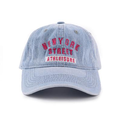 China COMMON Light Blue Dad Hat Cowboy 6 Panel Distressed Hat With Adjustable Size Embroidery Customized Pattern for sale