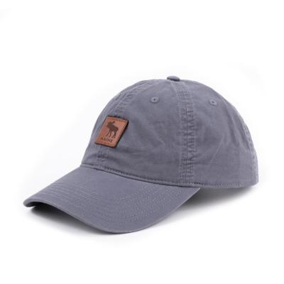 China Wholesale COMMON Gray Color Custom Men Cotton Baseball Cap Unstructure Dad Hat With Leather Patch for sale