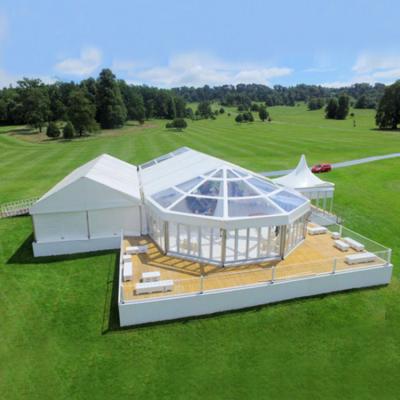 China Wholesale Fair Trade Show Hexagon Inflatable Lawn Wedding Party Tents For Sale White for sale